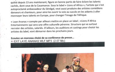 Culture: Laye Ananas, a promising homecoming